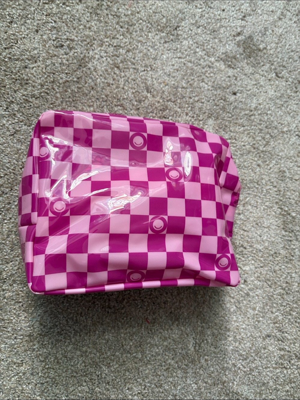 Pink Checker Vinyl Zipper Pouch